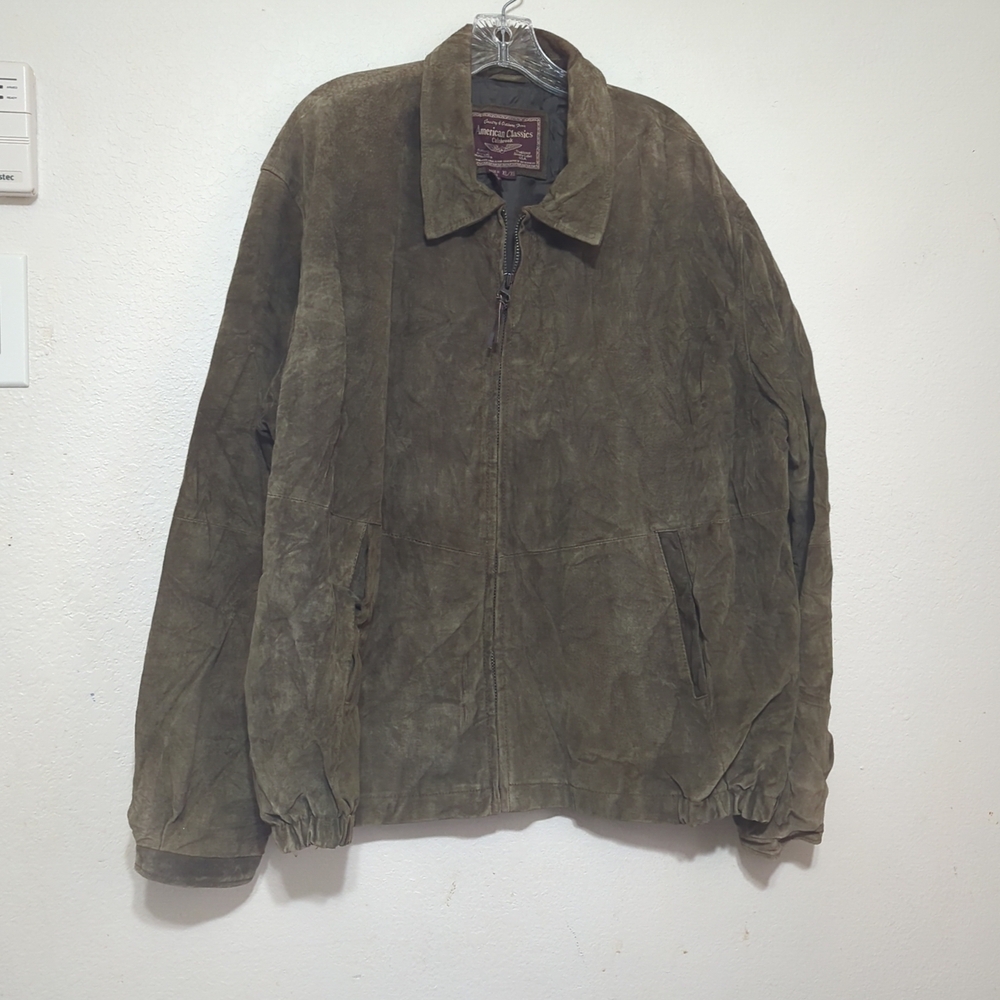 Vintage American Classics Colebrook Suede Leather Bomber Jacket Mens XL Brown